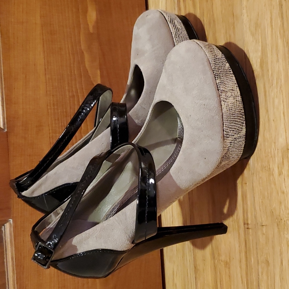 Suede Snakeskin heels